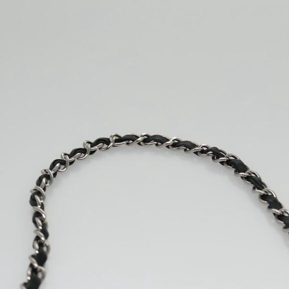 CHANEL Chain Camelia Shoulder Bag Velor Leather Black Silver CC - Picture 14 of 16